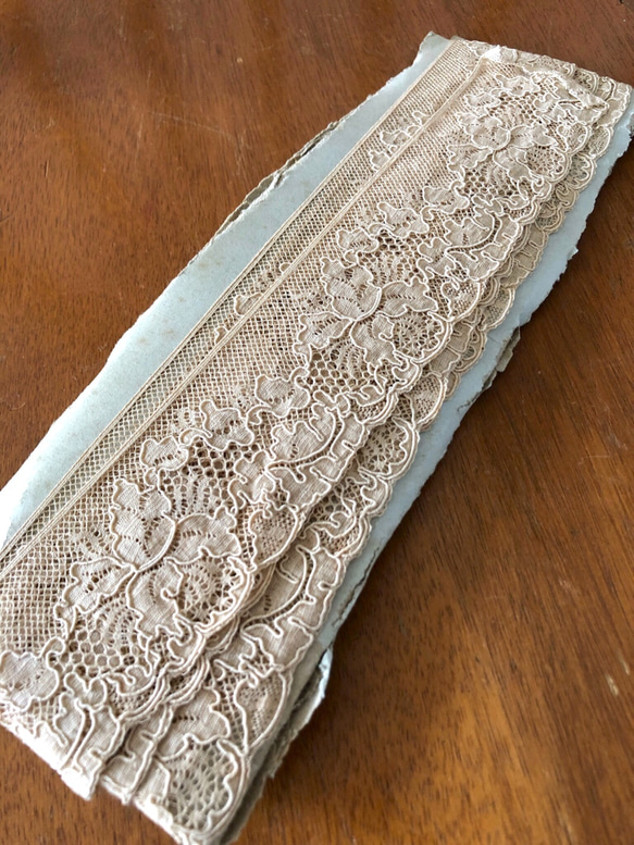 フランス　アンティーク　レース フランス蚤の市○アンティークレース20世紀初頭○幅4cm×220cm