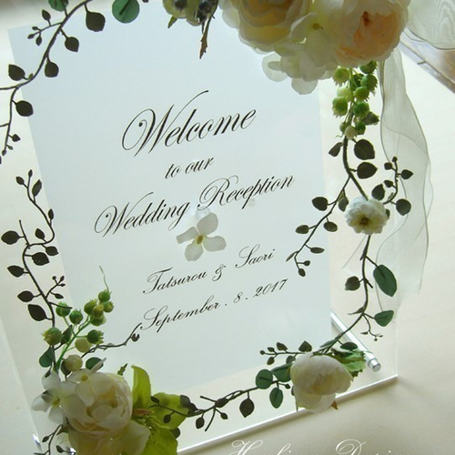 お気に入り 結婚祝 フラワーボード（クリアー＆ホワイトフラワー ウェルカムボード