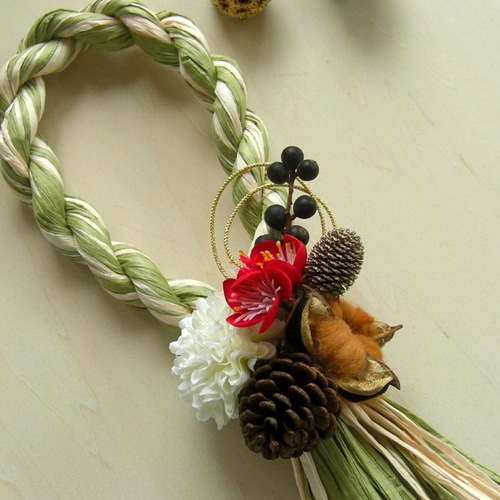 【クリームグリーンマム 】 しめ縄リース お正月飾り しめ縄 しめ飾り クリームグリーンマム 】 しめ縄リース お正月飾り しめ縄 しめ飾り