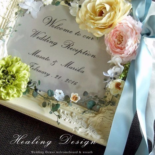 ラナンキュラス×ホワイトローズのウエルカムボード♡玄関飾り  