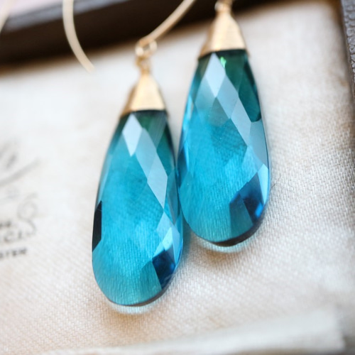 再…販＊人気！14Kgf!大粒☆スイスブルートパーズクォーツのマーキス