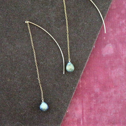 14Kgf！線鏈耳環的新*大理石藍寶石的秋天 第2張的照片