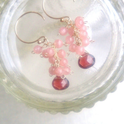 情人節❤14Kgf！石榴石和浪漫的粉紅色耳環×耳環 第1張的照片