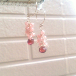 情人節❤14Kgf！石榴石和浪漫的粉紅色耳環×耳環 第2張的照片