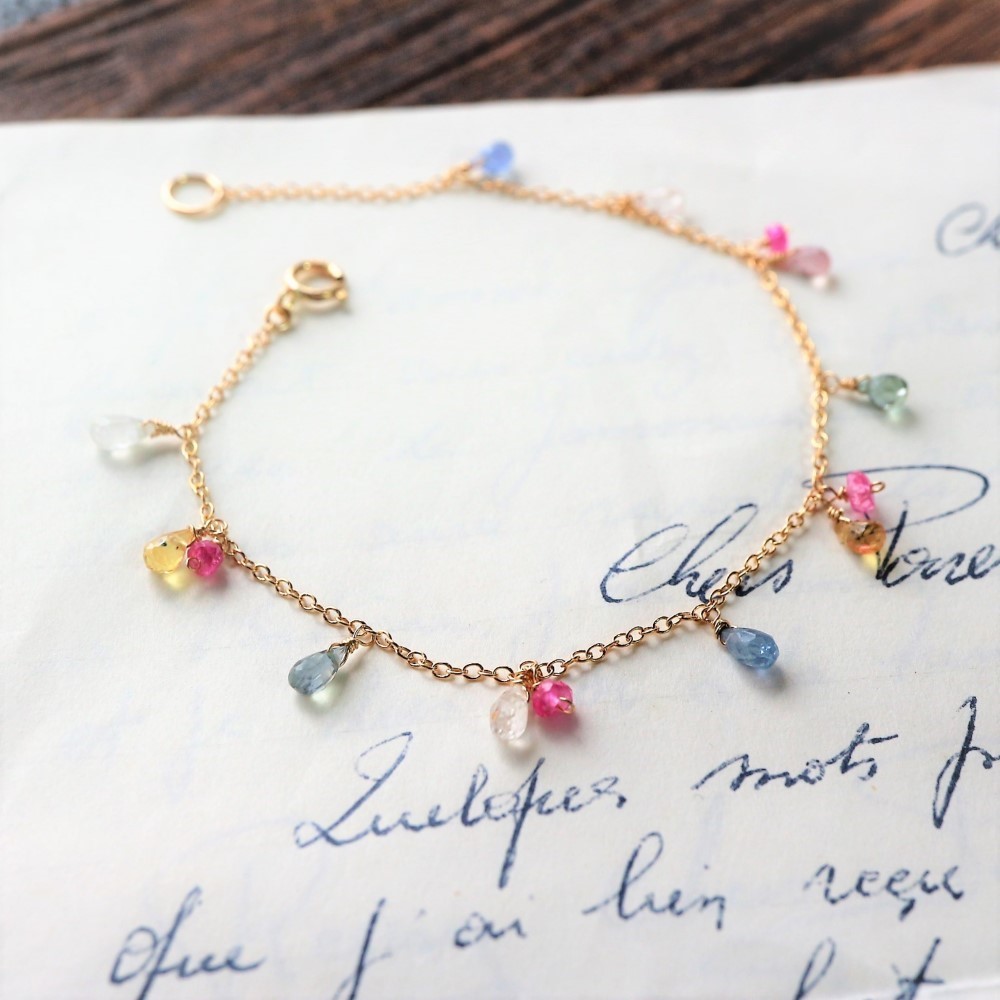 再販＊14Kgf！マルチカラーサファイアのブレスレット