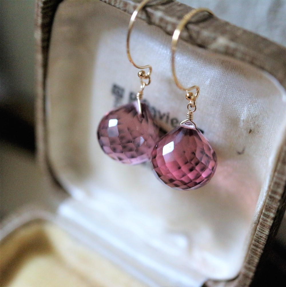 入荷しました！再…販！人気＊天然石＊14Kgf!オニオンカットクンツァイトクォーツのピアス×イヤリング