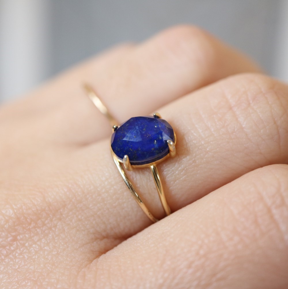 新作＊silver925・18Kgp!ラピスラズリ×水晶のリング