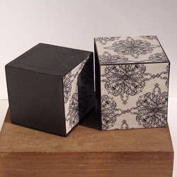 ＜紙の箱＞立方体からくり貯金箱アラベスク柄 4枚目の画像
