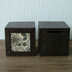 【紙の箱】立方体入れ子貯金箱＜バラ柄＞ 3枚目の画像