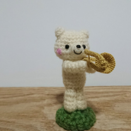 ミニミニ あみぐるみ しろくまさん 【約8cm】ミニミニくまちゃんの編み