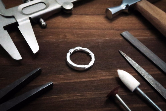 SV925 方晶格ツイストリング 指輪リング Handmade Twist Circle Ring-64DESIGN 3枚目の画像
