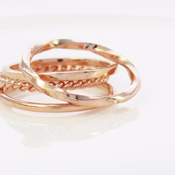 ツイストリング 指輪リング(4件組-Silver Plating Rose gold) Ring-64DESIGN 6枚目の画像