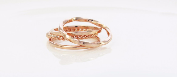 ツイストリング 指輪リング(4件組-Silver Plating Rose gold) Ring-64DESIGN 6枚目の画像