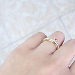 戒指 麻花小鑽爪鑲戒+圓線戒 純銀戒指(雙件組-可選色) 第3張的照片