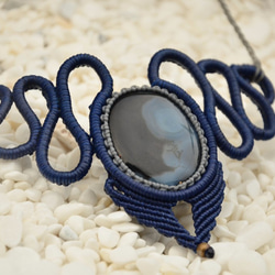 天然水晶-瑪瑙石-手制花邊編織項鍊 第2張的照片