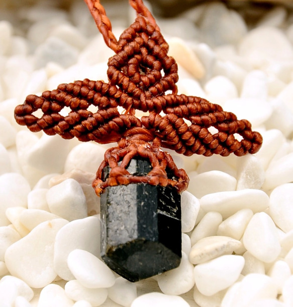 天然水晶-電氣石/碧璽-手制花邊編織項鍊 第2張的照片