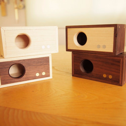 木製スマホスタンド　スピーカー　ラジオ　♪ 3枚目の画像