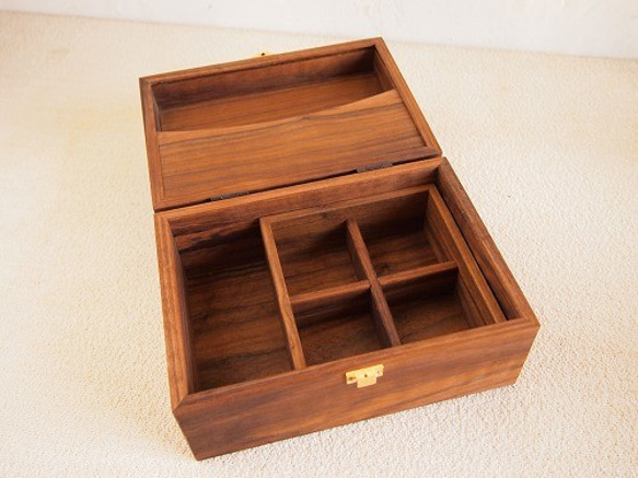 木製何でもボックス 道具箱 ウォールナット【受注生産】 フリー