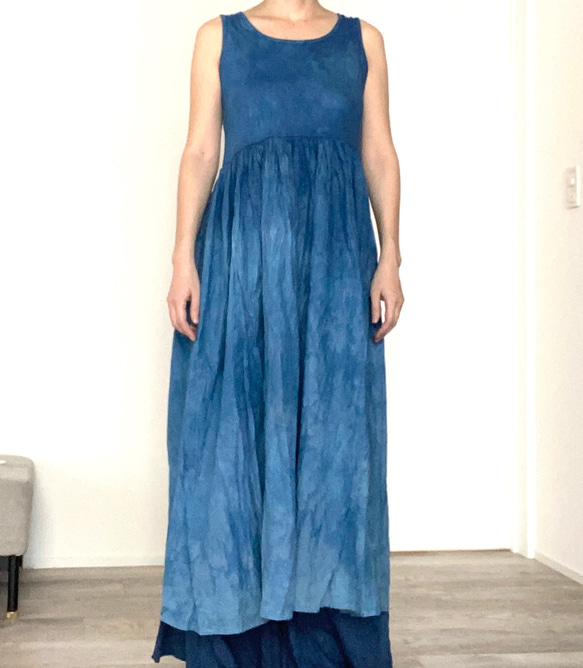 藍染め　青のドレス 6枚目の画像