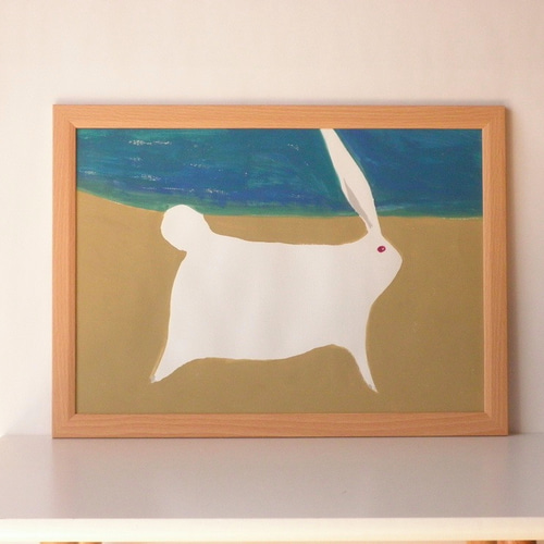 ウサギ、跳ねる。：絵／水彩／動物／風景 絵画 emicoi 通販｜Creema 