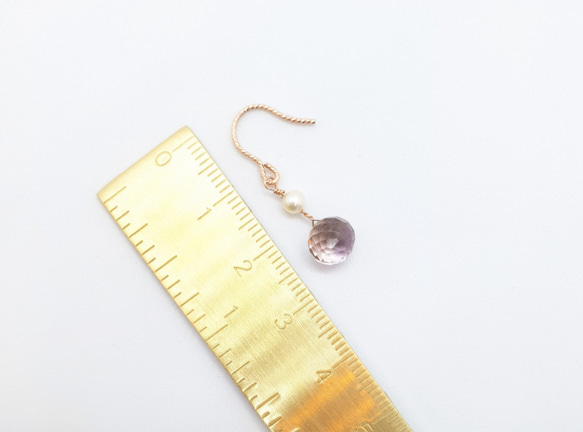 玫瑰金色紫黃水晶耳環◆K14GF包金 第4張的照片