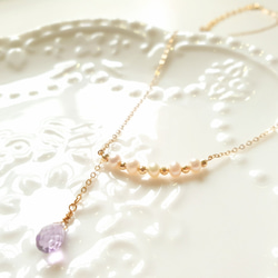 精緻優雅的淡水珍珠與紫水晶項鍊◆K14GF包金 第1張的照片