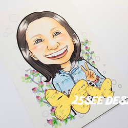 163番 似顔絵(2L判サイズ) 絵画 25SEE DESIGN 通販 6170123｜Creema