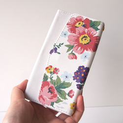 三折筆記本智慧型手機保護殼 [Antique Flower] 附肩帶 第7張的照片
