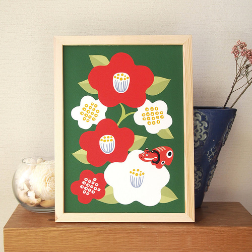 L判　イラストポスター25枚セット L判〜A3size【椿と赤べこ】ポスター その他インテリア雑貨 wach works