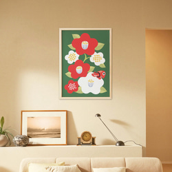 L判〜A3size【椿と赤べこ】ポスター その他インテリア雑貨 wach works