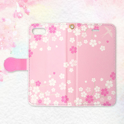 [限量1點春季幸運袋]櫻花和燕子智能手機套2種設置 第3張的照片
