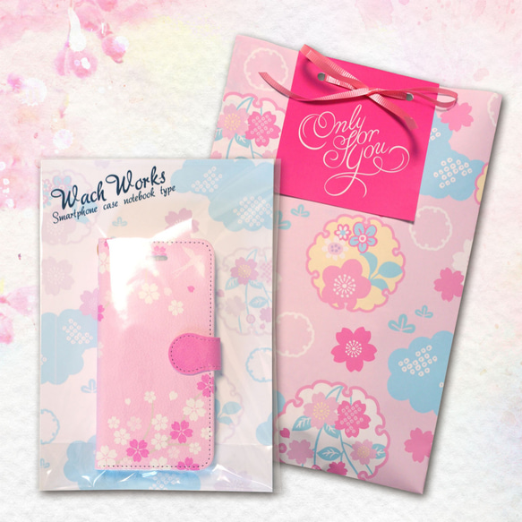 [限量1點春季幸運袋]櫻花和燕子智能手機套2種設置 第9張的照片