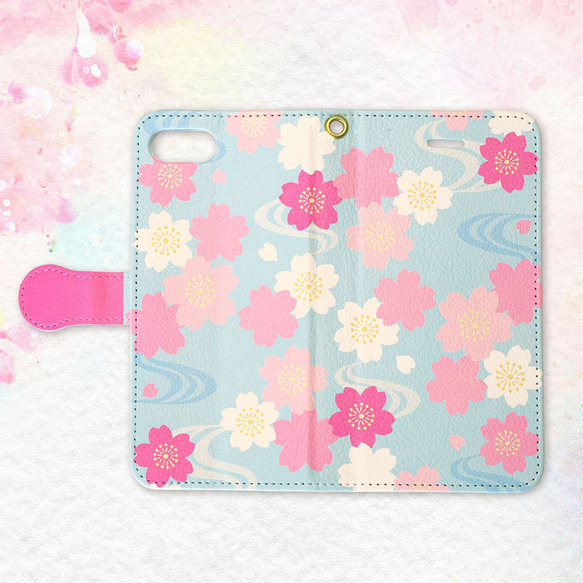 [限量1點春季幸運袋]櫻花和自來水智能手機套2種設置 第3張的照片