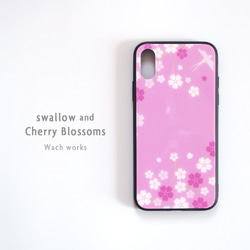 [促銷/僅限 1 件]iPhoneX/XS 櫻花燕子玻璃背蓋手機殼 第1張的照片