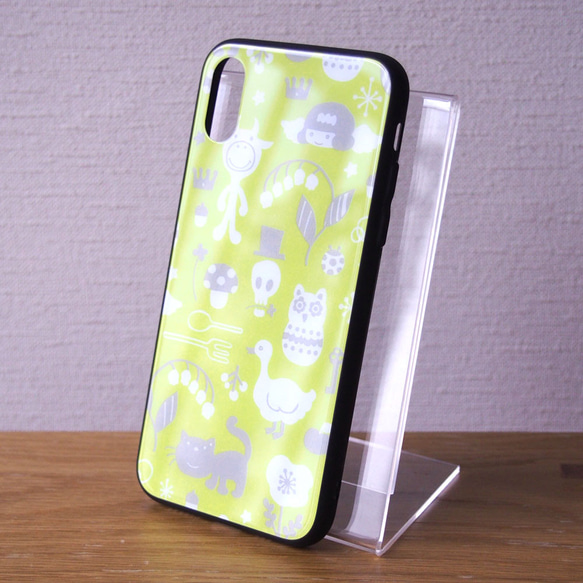 【SALE／限定1点】レモンイエローのガラス背面ソフトケースiPhoneX/XS 2枚目の画像