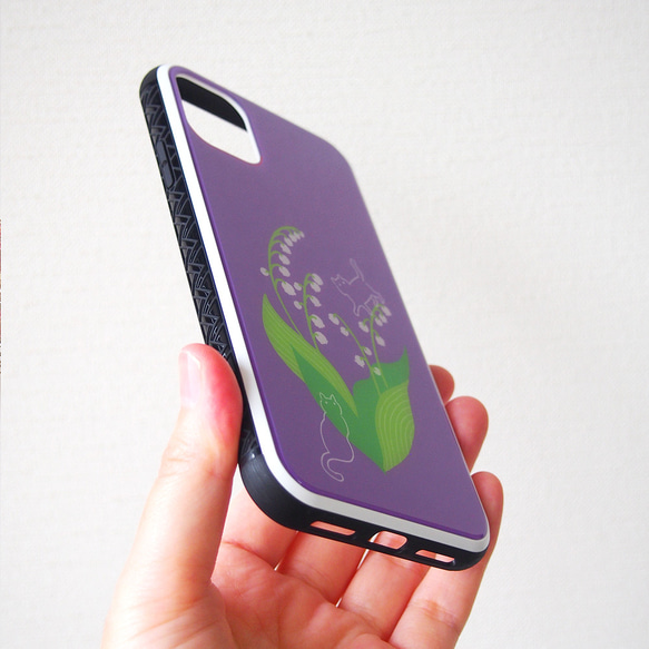 強化玻璃iPhone保護殼【幸福之花-鈴蘭與貓】#相容iPhone15 第4張的照片