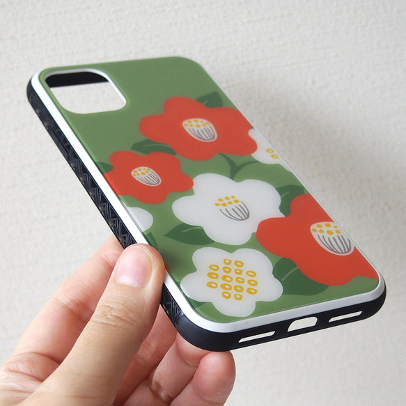 強化玻璃iPhone保護殼【日式山茶花】#相容iPhone15 第4張的照片