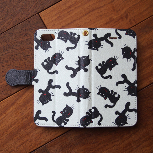 【SALE】黒猫iPhone6/6s手帳型ケース 3枚目の画像