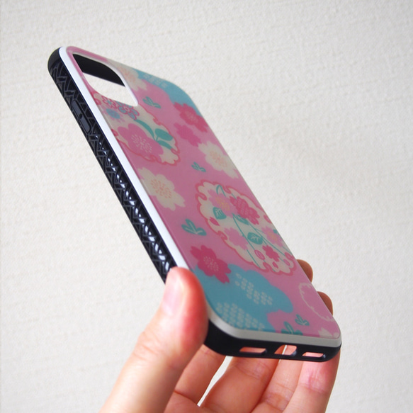 強化ガラスiPhoneケース【桜雪輪文様】 #iPhone15対応 3枚目の画像