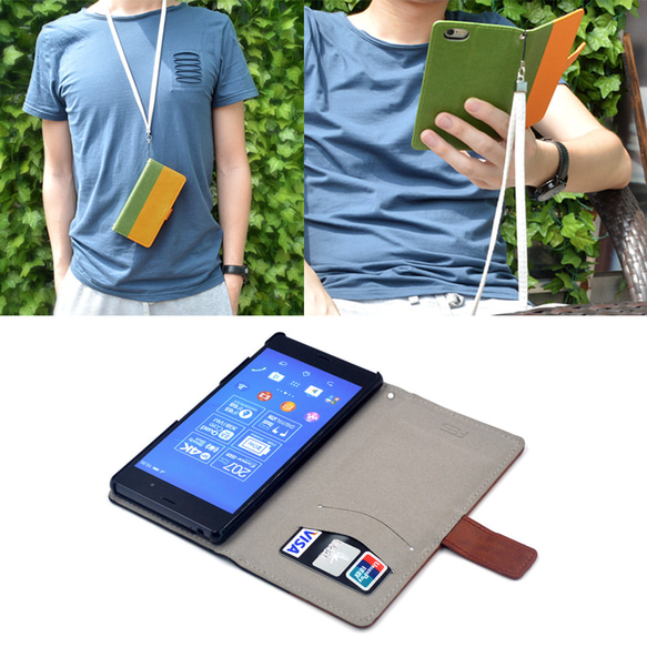 [促銷/每種顏色限售 1 件] 雙色長肩帶筆記本型智能手機保護殼 &lt;iPhone11/AQUOS R5G&gt; 第4張的照片