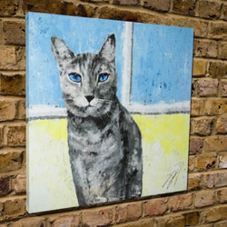 Rainy blue / cat canvas art 第2張的照片