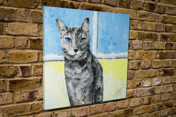 Rainy blue / cat canvas art 第2張的照片