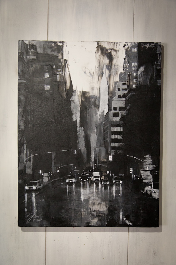 New York city scape composition #10 / ニューヨーク モノクロアート作品 絵画 1枚目の画像