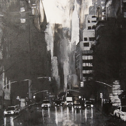 New York city scape composition #10 / ニューヨーク モノクロアート作品 絵画 2枚目の画像