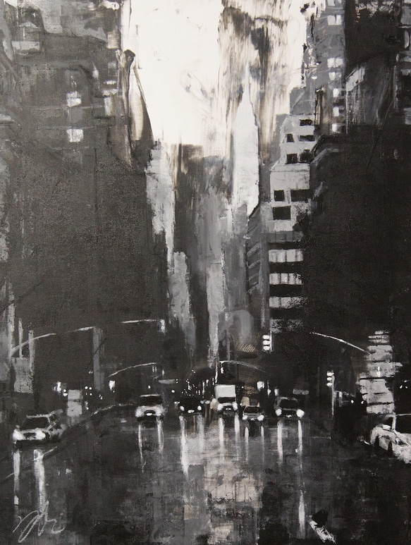 New York city scape composition #10 / ニューヨーク モノクロアート作品 絵画 2枚目の画像