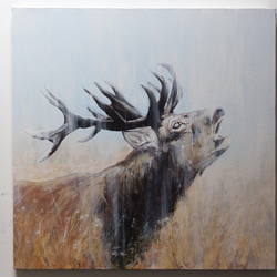 「牡鹿」　手描き　油絵　風景画　原画　動物 牡鹿」 手描き 油絵 風景画 原画 絵画 詩落 通販 17074240｜Creema