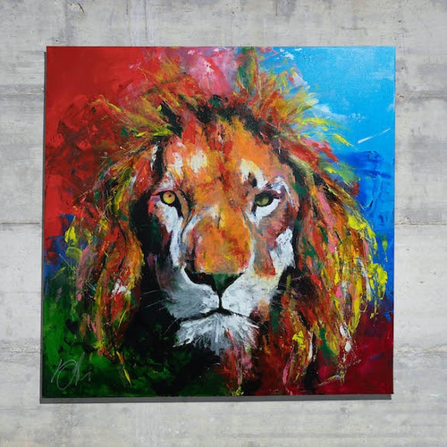LION / 1メートル正方形キャンバス作品。 絵画 TOMOYA 通販