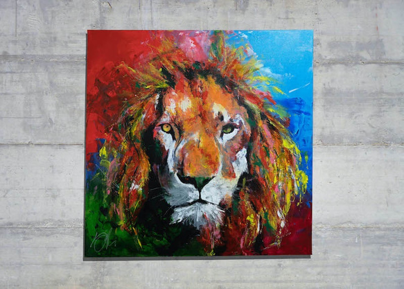LION / 1メートル正方形キャンバス作品。 絵画 TOMOYA 通販