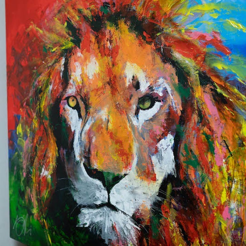 LION / 1メートル正方形キャンバス作品。 絵画 TOMOYA 通販