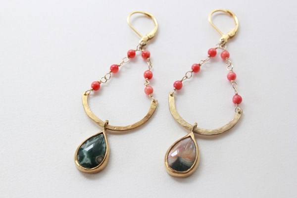 アゲートのフープピアス２/真鍮/azur